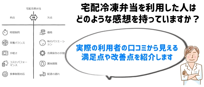 宅配冷凍弁当の利用者における実際の声